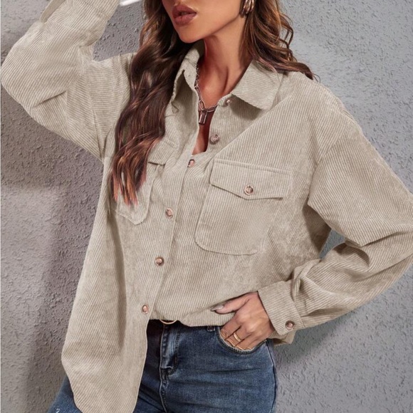 Boho green button down corduroy shirt - Picture 8 of 16